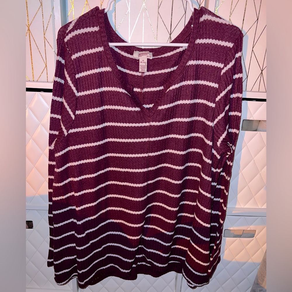 Arizona Jean Co. Striped Ribbed Top